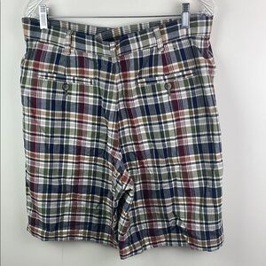 John Ashford Flat Front Plaid Shorts